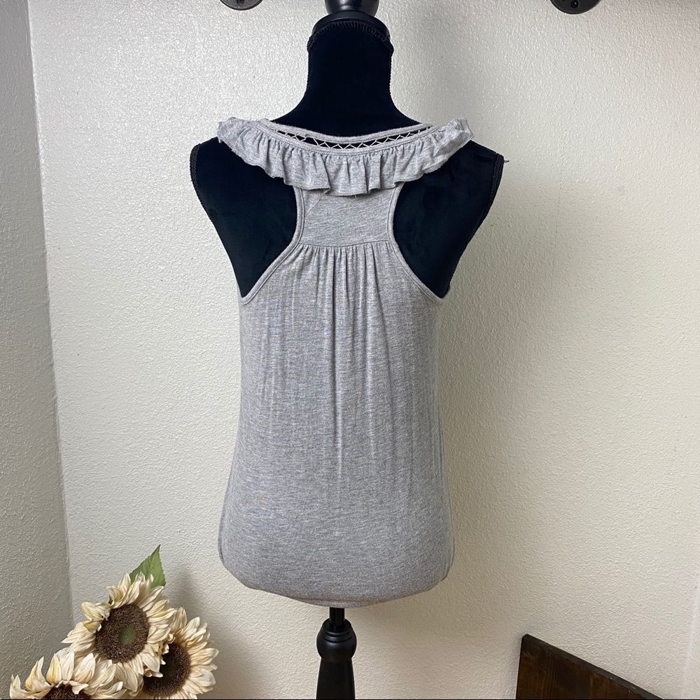 Gray Tank with Ruffle Neckline - Medium - Picture 4 of 7